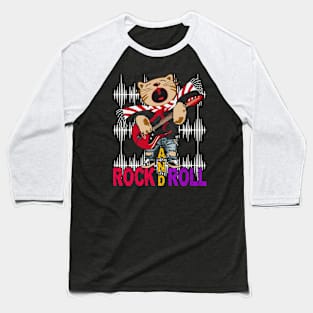 Rock & Roll Music - Cat with Guitar Baseball T-Shirt